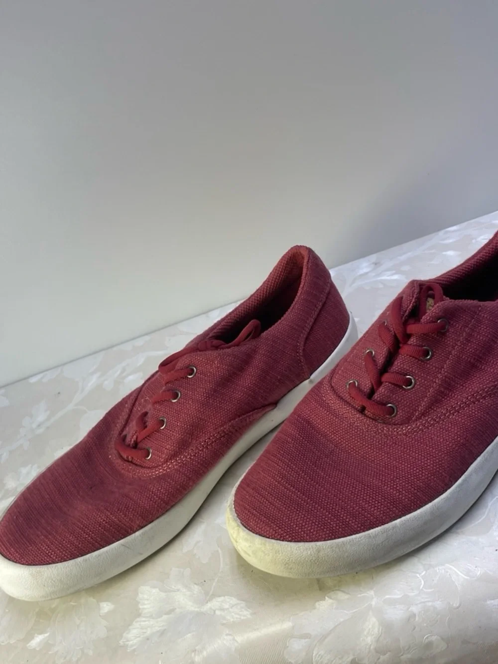 Sperry Men's Canvas Lace-Up Sneakers in Wine Red